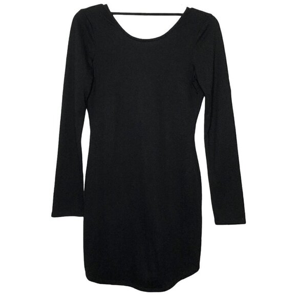 𝅺tobi - Black Knit Scoop Neck Bodycon Mini Dress w/ Deep V-Back - Size Small - Picture 1 of 4